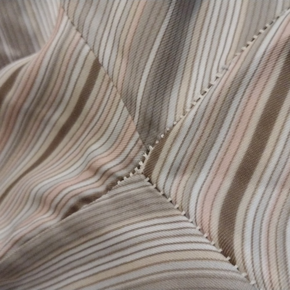 Vintage Alice Stuart Striped Tan Blouse M - Picture 7 of 8